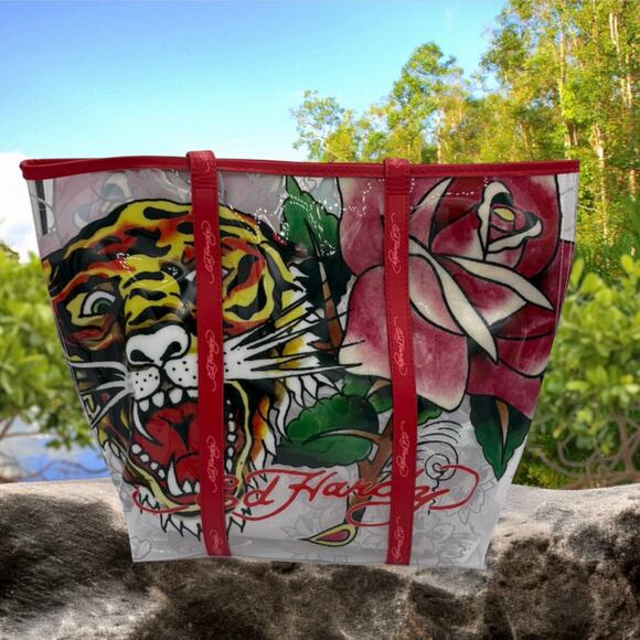 ED HARDY TOTE BAG TIGER AND FLOWER - Picture 1 of 2